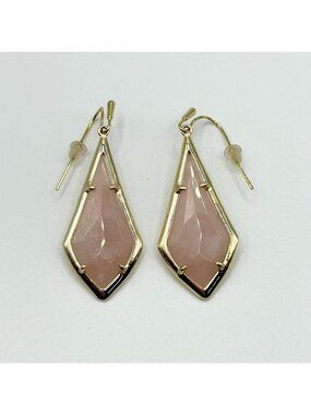 Kendra Scott Elle Gold Tone Drop Earrings In Blush Pink Glass